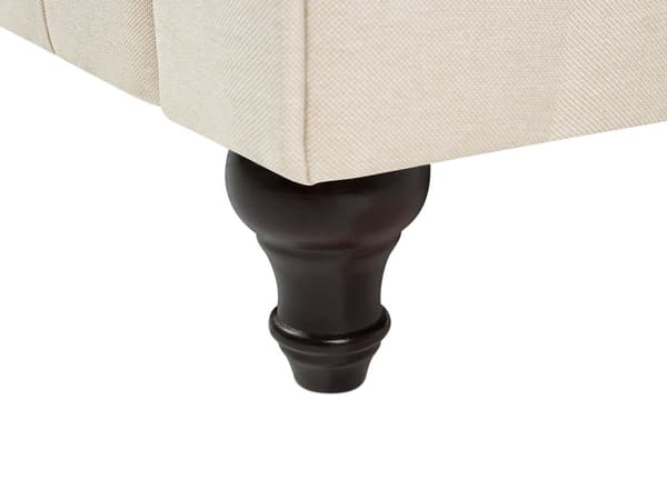 Chesterfield Sofa Beige Stoff Møbeltrekk Mørkt Tre Ben 3-seters