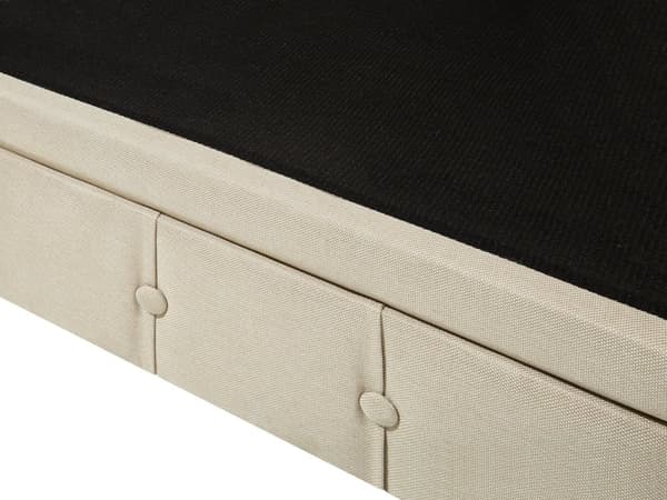Chesterfield Sofa Beige Stoff Møbeltrekk Mørkt Tre Ben 3-seters