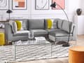 Miniatyrbilde 4 av 10: Hjørnemodul 1-seter Grå Fløyel Sølv metallben Glamorøs stil Moderne Innredning Stue