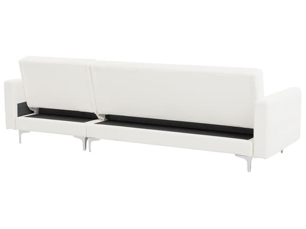 Hjørnesofa Hvit Kunstskinn Tuftet Moderne L-formet Modulær 4-seter med Osmansk Sjeselong