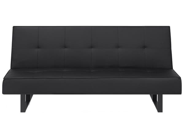 Sovesofa Svart Imitert Skinn 3-seter Uten armlener Minimalistisk Moderne Stue Soverom