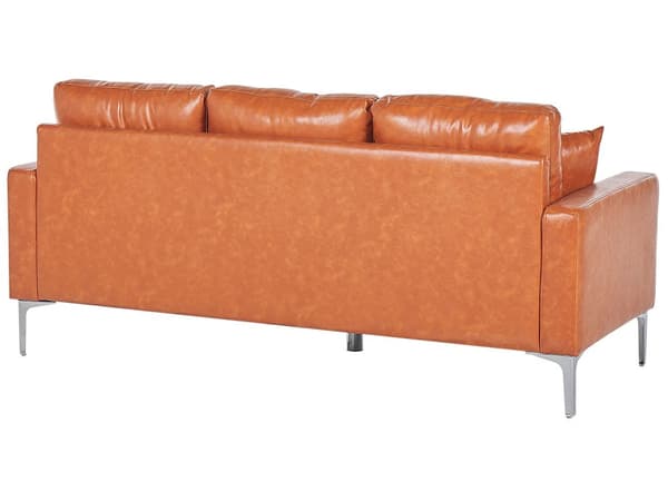Sofa Brum Imitert Skinn 3-seters Polstret Sete Metallben med pynteputer
