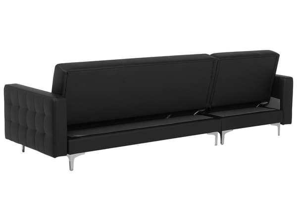 Hjørnesofa Svart Kunstskinn Tuftet Moderne L-formet Modulær 4-seter Sjeselong Høyrevendt