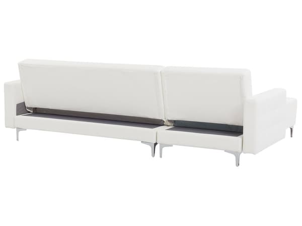 Hjørnesofa Hvit Kunstskinn Tuftet Moderne L-formet Modulær 4-seter med Osmansk Sjeselong