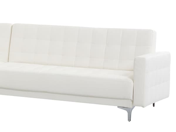 Hjørnesofa Hvit Kunstskinn Tuftet Moderne L-formet Modulær 4-seter med Osmansk Sjeselong
