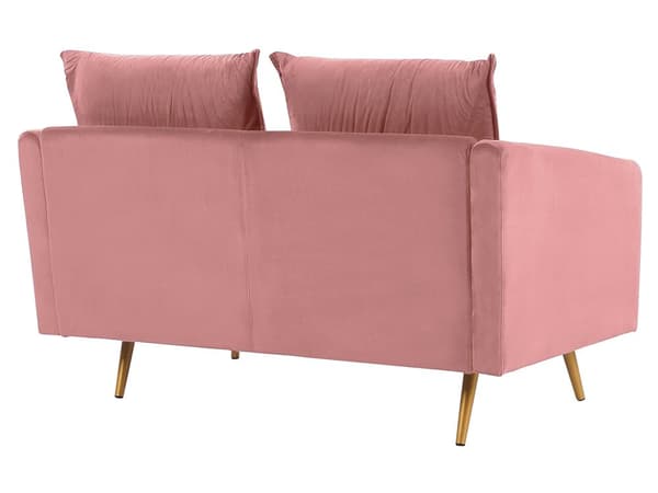 Sofa rosa fløyel 2-seters ryggpolstret sete metallgyldne ben Retro Glam