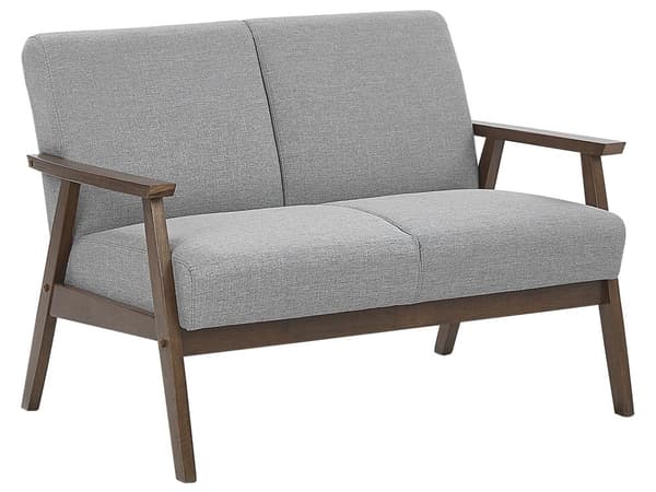 Sofa Grå Polyester 2-seter Treramme Antiskli-knotter Retro og minimalistisk design Stue