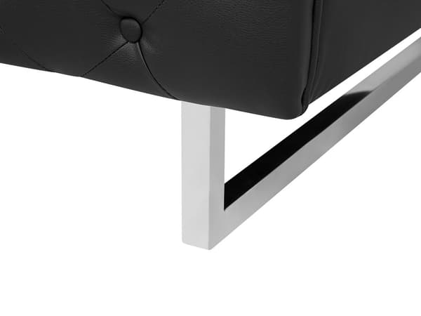 2-seters Chesterfield Sofa Svart Smokingarm Knappet Rygg Sølvben Kunstskinn