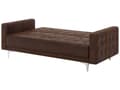 Miniatyrbilde 6 av 11: Sovesofa Brun Kunstskinn Tuftet Moderne Stue Modulær 3-seters Sølvben