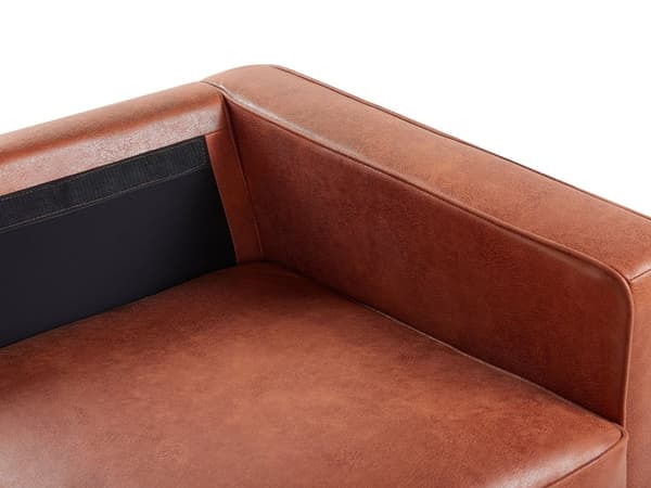 Sofasett Gyllenbrun Kunstlær Polyester 3-seters Sofa Lenestol Retro Stue Design