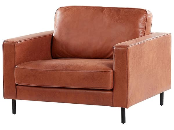 Sofasett Gyllenbrun Kunstlær Polyester 3-seters Sofa Lenestol Retro Stue Design