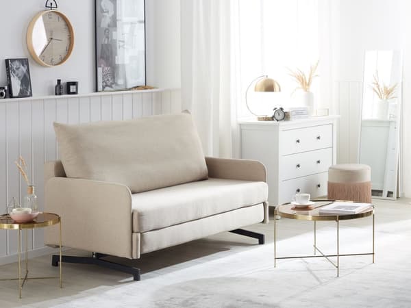 Sovesofa Beige Stoff 2-seter Ekstra soveplass Moderne Minimalistisk Stue