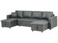 Miniatyrbilde 5 av 11: Hjørnesofa i Mørkegrått Stoff Polstret U-formet 5-seter med Oppbevaring
