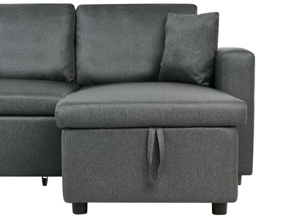 Hjørnesofa i Mørkegrått Stoff Polstret U-formet 5-seter med Oppbevaring