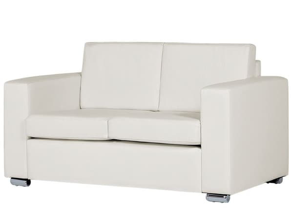 2-seters Sofa Elskovssofa Hvit Spaltelær Møbeltrekk Forkromede Ben Retro design