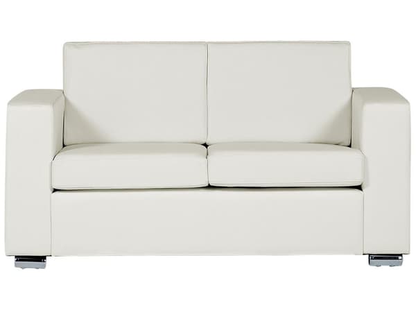 2-seters Sofa Elskovssofa Hvit Spaltelær Møbeltrekk Forkromede Ben Retro design