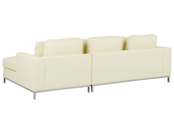 Hjørnesofa Beige skinnpolstret med ottomansk L-formet venstreorientering