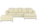 Miniatyrbilde 1 av 11: Hjørnesofa Beige skinnpolstret med ottomansk L-formet venstreorientering