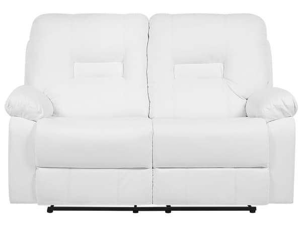 Hvilesofa Hvit 2-seters Kunstskinn Manuelt Justerbar rygg Fotstøtte