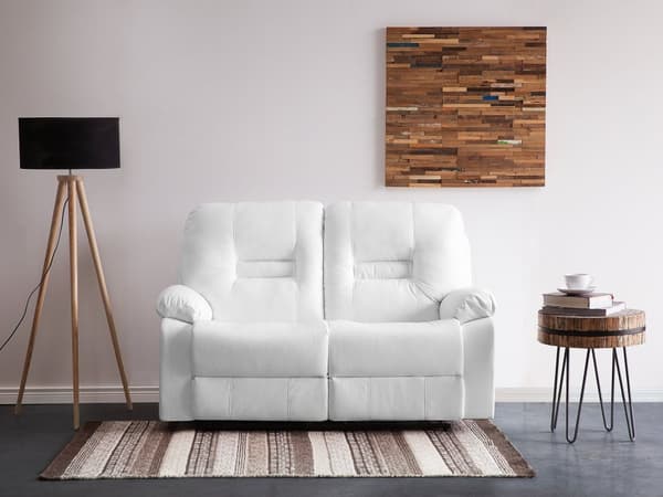 Hvilesofa Hvit 2-seters Kunstskinn Manuelt Justerbar rygg Fotstøtte