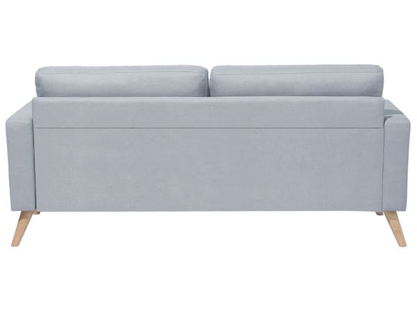 Sofa Grått Stoff med 2-seters Knappepolstring og 2 Puffer