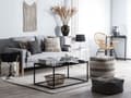 Miniatyrbilde 2 av 9: Sofa Grått Stoff med 2-seters Knappepolstring og 2 Puffer