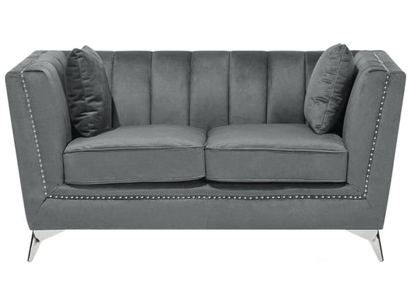 2-seters Sofa Grå Fløyel Komfortabel Vintage Glamour Stue