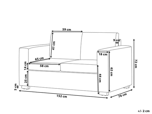 Sofa Svart Skinn Minimalistisk 2 Seter Stue Retro