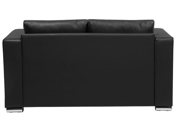 Sofa Svart Skinn Minimalistisk 2 Seter Stue Retro