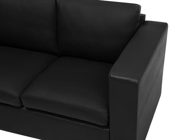 Sofa Svart Skinn Minimalistisk 2 Seter Stue Retro