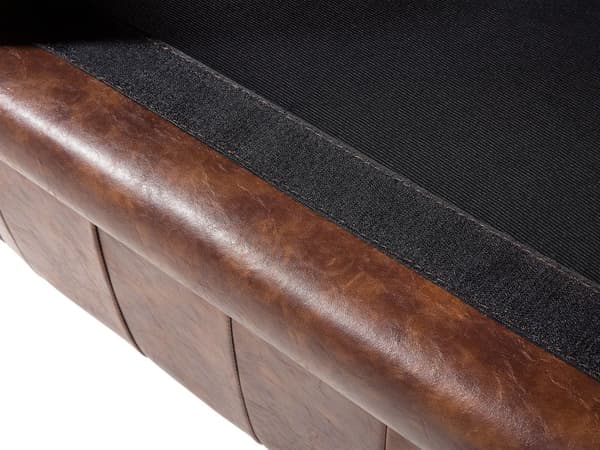 Chesterfield Sofa Brun Imitert Skinn Svarte Ben 3-seter Bredt Tykt Polstret Knapptuftet Venetiansk Barokkstil Stueinnredning
