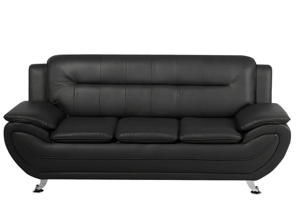3-seters sofa Svart Kunstskinn med Pute Armlenene Moderne