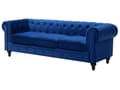Miniatyrbilde 5 av 11: Chesterfield Stuesett Blå Fløyel Møbeltrekk 3-seters Sofa Lenestol