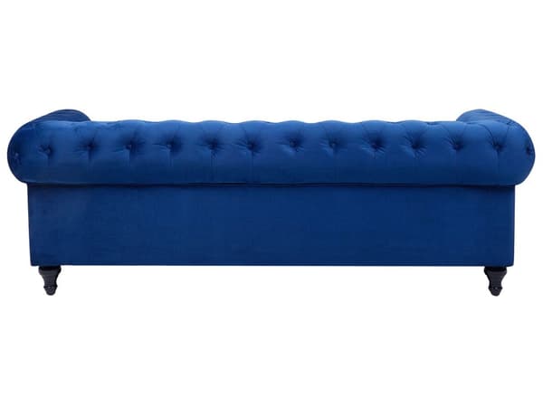 Chesterfield Stuesett Blå Fløyel Møbeltrekk 3-seters Sofa Lenestol
