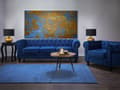 Miniatyrbilde 2 av 11: Chesterfield Stuesett Blå Fløyel Møbeltrekk 3-seters Sofa Lenestol