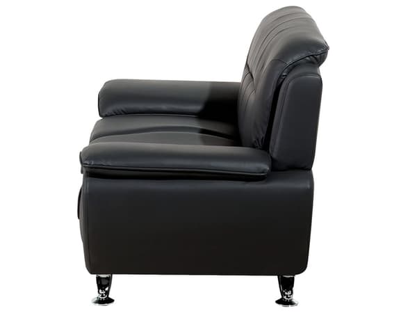 2-seters Sofa Svart Kunstskinn med Pute Armlenene Moderne