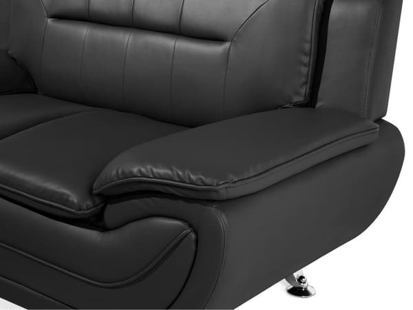 2-seters Sofa Svart Kunstskinn med Pute Armlenene Moderne