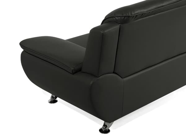 2-seters Sofa Svart Kunstskinn med Pute Armlenene Moderne