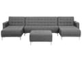 Miniatyrbilde 1 av 10: Hjørnesofa Grå Stoff Moderne U-form Modulær 5-seter med fotskammel og sjeselonger