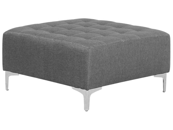 Hjørnesofa Grå Stoff 4-seter L-form Høyrevendt Justerbar rygg Sovefunksjon Fotskammel Metallben Modulær Moderne design