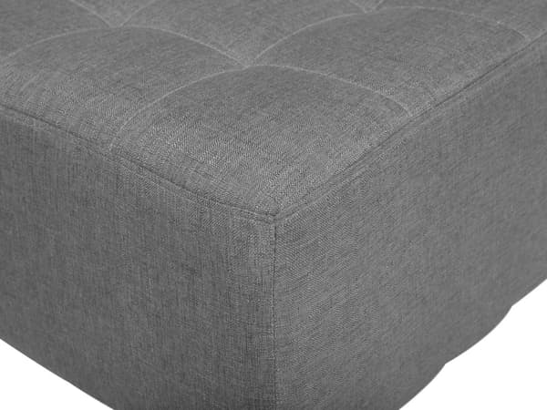 Hjørnesofa Grå Stoff 4-seter L-form Høyrevendt Justerbar rygg Sovefunksjon Fotskammel Metallben Modulær Moderne design