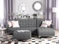 Miniatyrbilde 2 av 11: Hjørnesofa Grå Stoff 4-seter L-form Venstrevendt Justerbar rygg Sovefunksjon Fotskammel Metallben Modulær Moderne design
