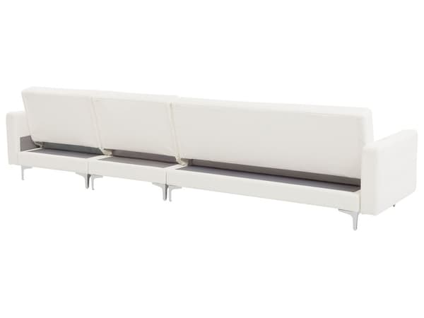 Hjørnesofa Hvit Kunstskinn Tuftet Moderne L-formet Modulær 5-seter med Ottomansk Sjeselong