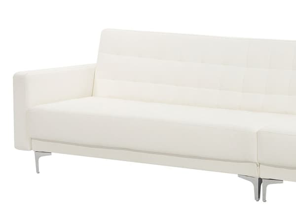 Hjørnesofa Hvit Kunstskinn Tuftet Moderne L-formet Modulær 5-seter med Ottomansk Sjeselong