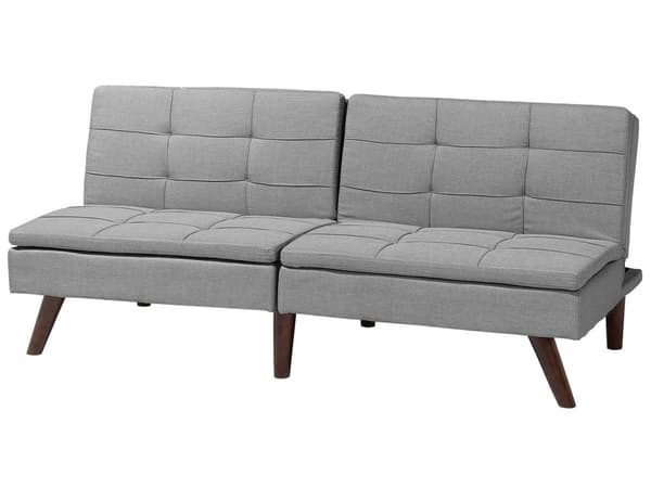 Sovesofa Grå 3-seter Quiltet Møbeltrekk Klikk-klakk Delt rygg Metallben