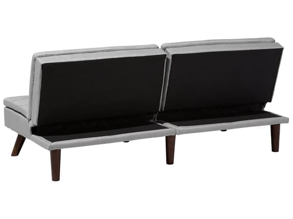 Sovesofa Grå 3-seter Quiltet Møbeltrekk Klikk-klakk Delt rygg Metallben