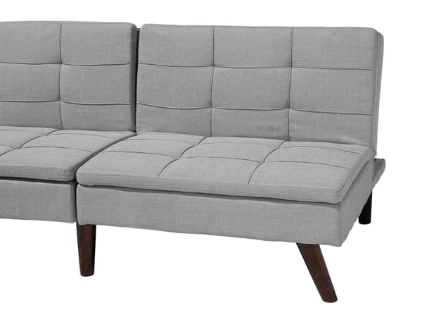 Sovesofa Grå 3-seter Quiltet Møbeltrekk Klikk-klakk Delt rygg Metallben
