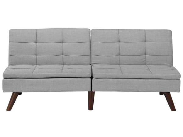 Sovesofa Grå 3-seter Quiltet Møbeltrekk Klikk-klakk Delt rygg Metallben