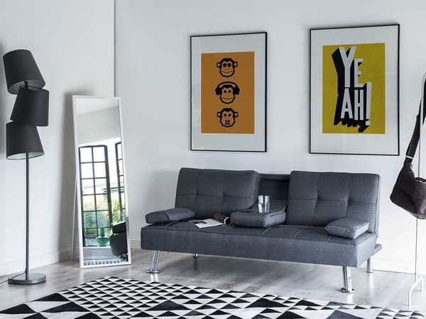 3-Seter Sovesofa Sovefunksjon Mørkegrå Moderne Minimalistisk