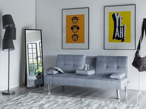 Lysegrå sovesofa polstret moderne